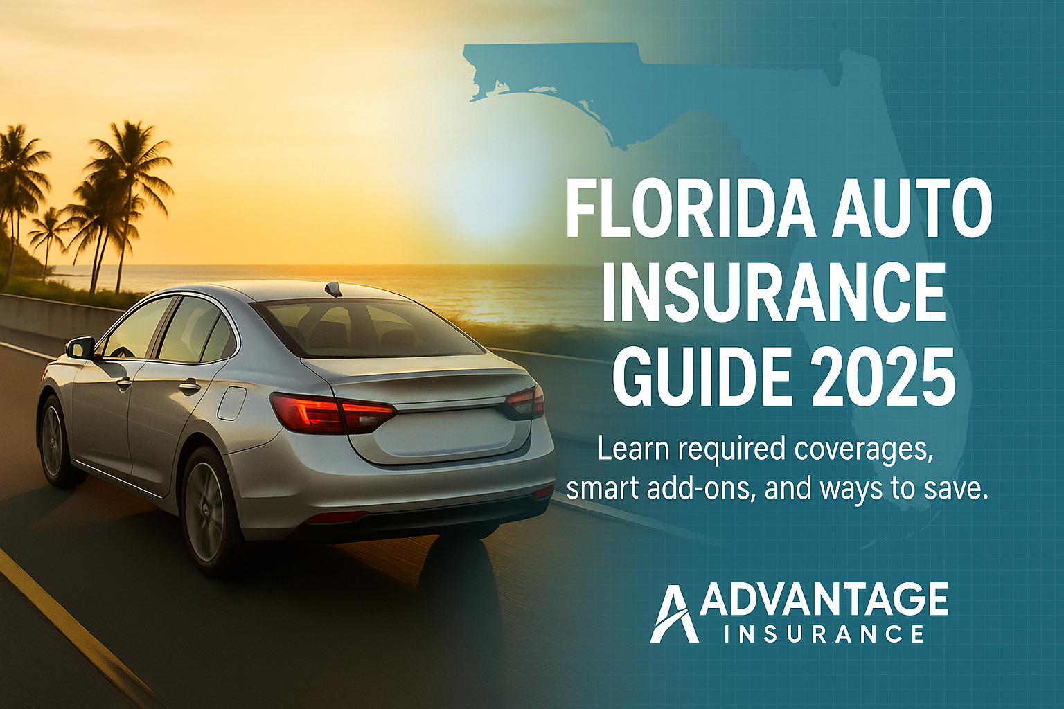Florida Auto Insurance guide hero image for Florida drivers on coastal highway